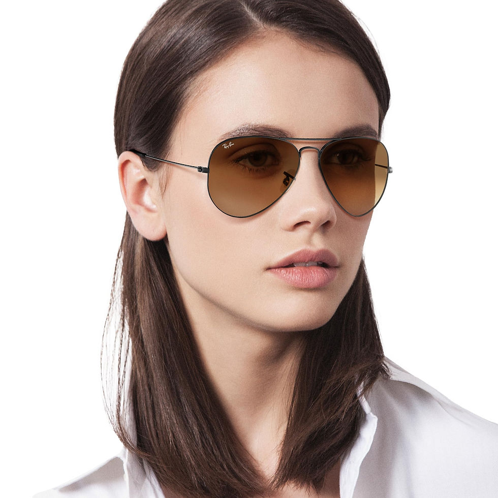 Thumbnail: Ray-Ban RB3025 Classic Aviator Sunglasses, Gunmetal/Clear Gradient Brown, 55 mm