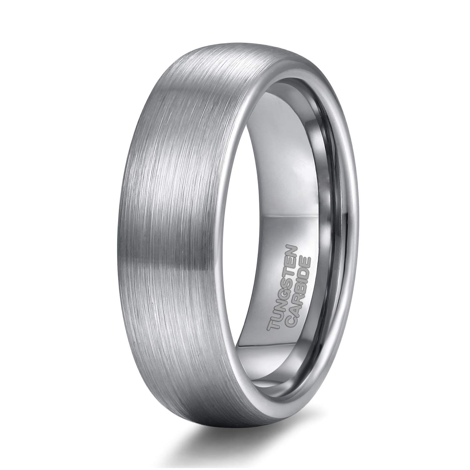 6mm Mens Womens Tungsten Ring Brushed Matte Dome Silver Wedding Band Comfort ...