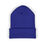 Thumbnail: Back of blue beanie hat on white background.