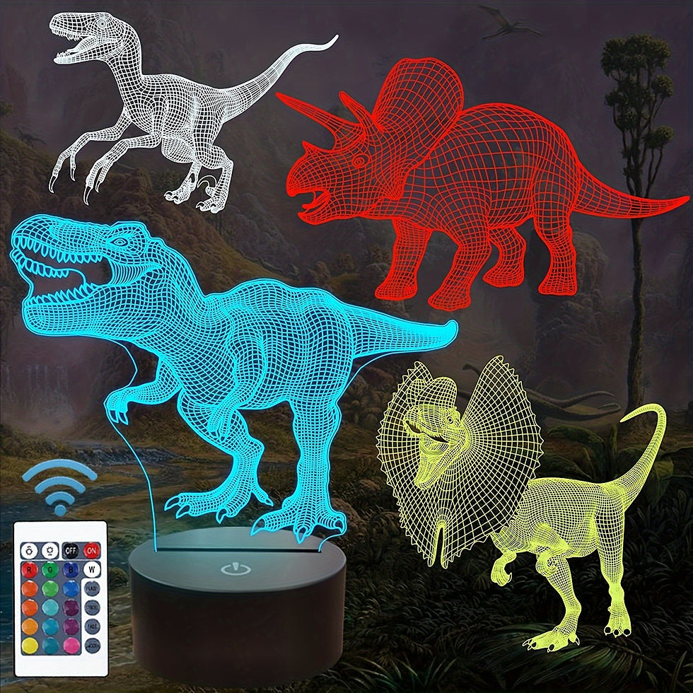 Thumbnail: 1pc 3D Night Light, Creative Acrylic Bedside Table Lamp, Dinosaur Series Toy Nig