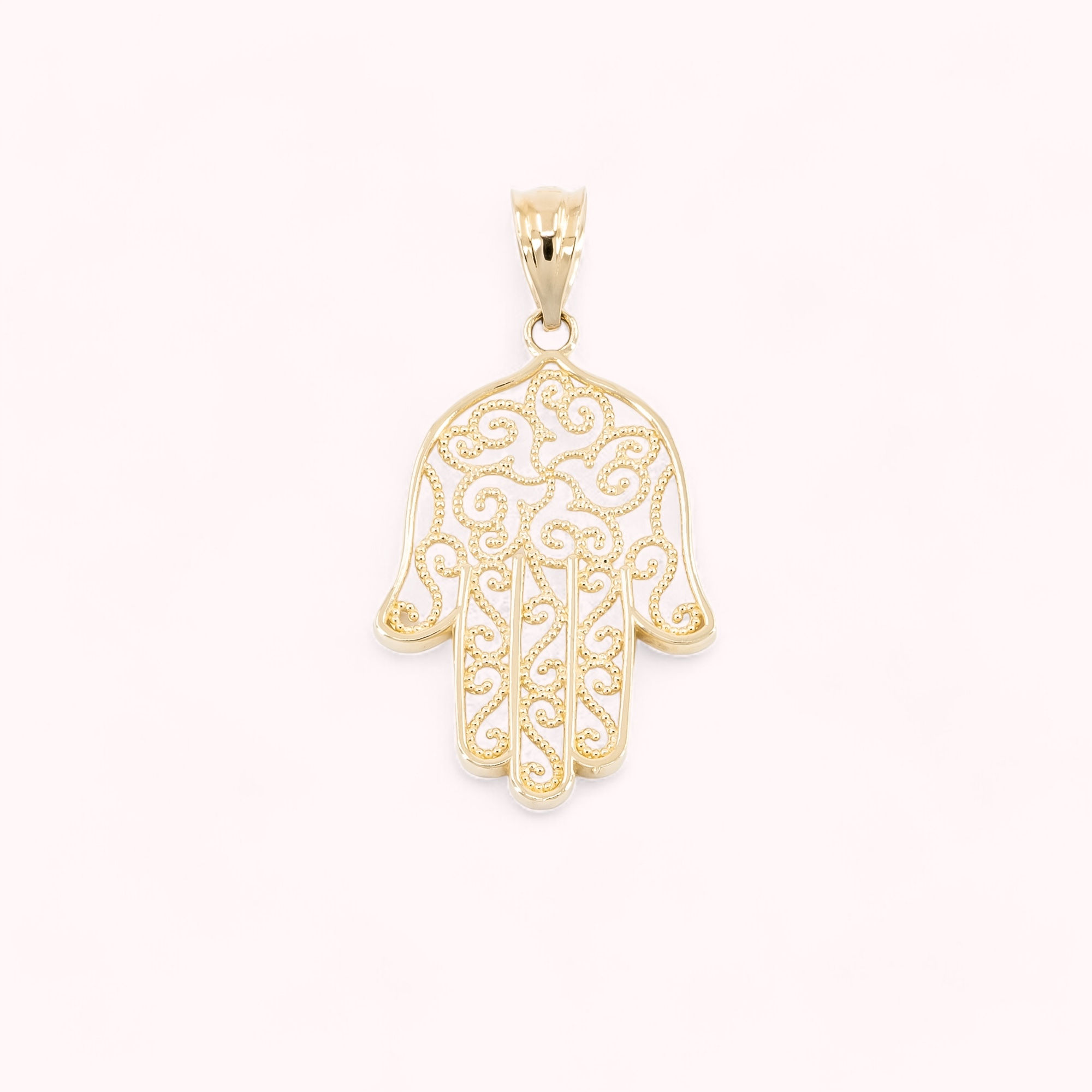 14K Gold Hand of Fatima or Hamsa Pendant Outline Edit - GP0345