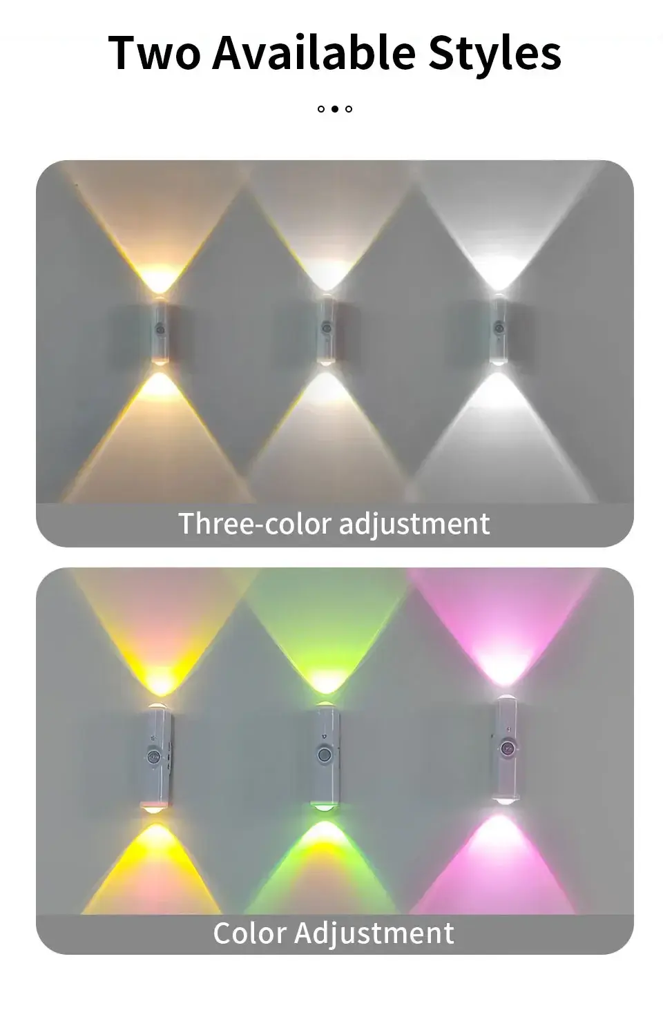 Thumbnail: Double-head LED Night Light with Motion Sensor RGB Rechargeable Magnetic Wall La