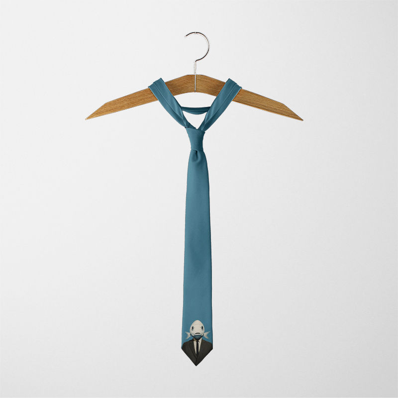 Thumbnail: Funny 3D Fish Print Tie – Unisex Polyester Business & Party Gift Tie, 8CM