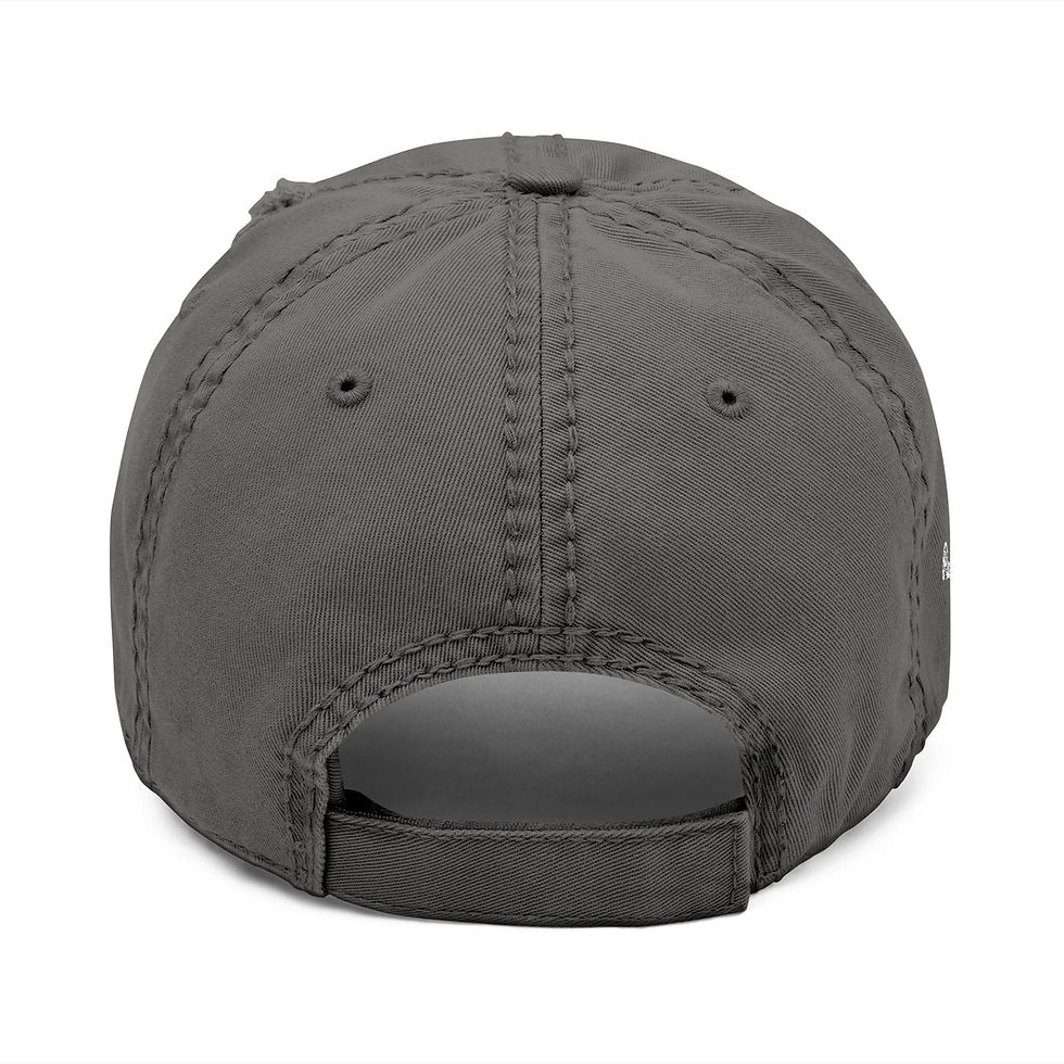 Back view of a distressed gray Dad Hat