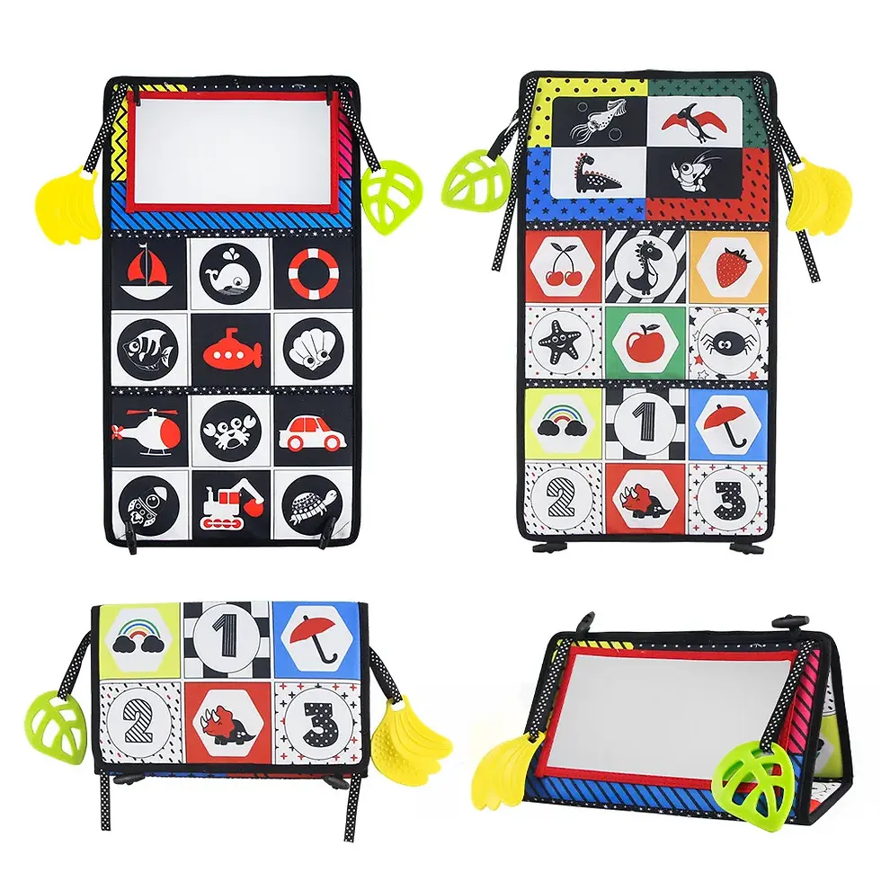 Thumbnail: Baby Cloth Book with Distorting Mirror - Soft Cartoon Montessori Toy for Parent-