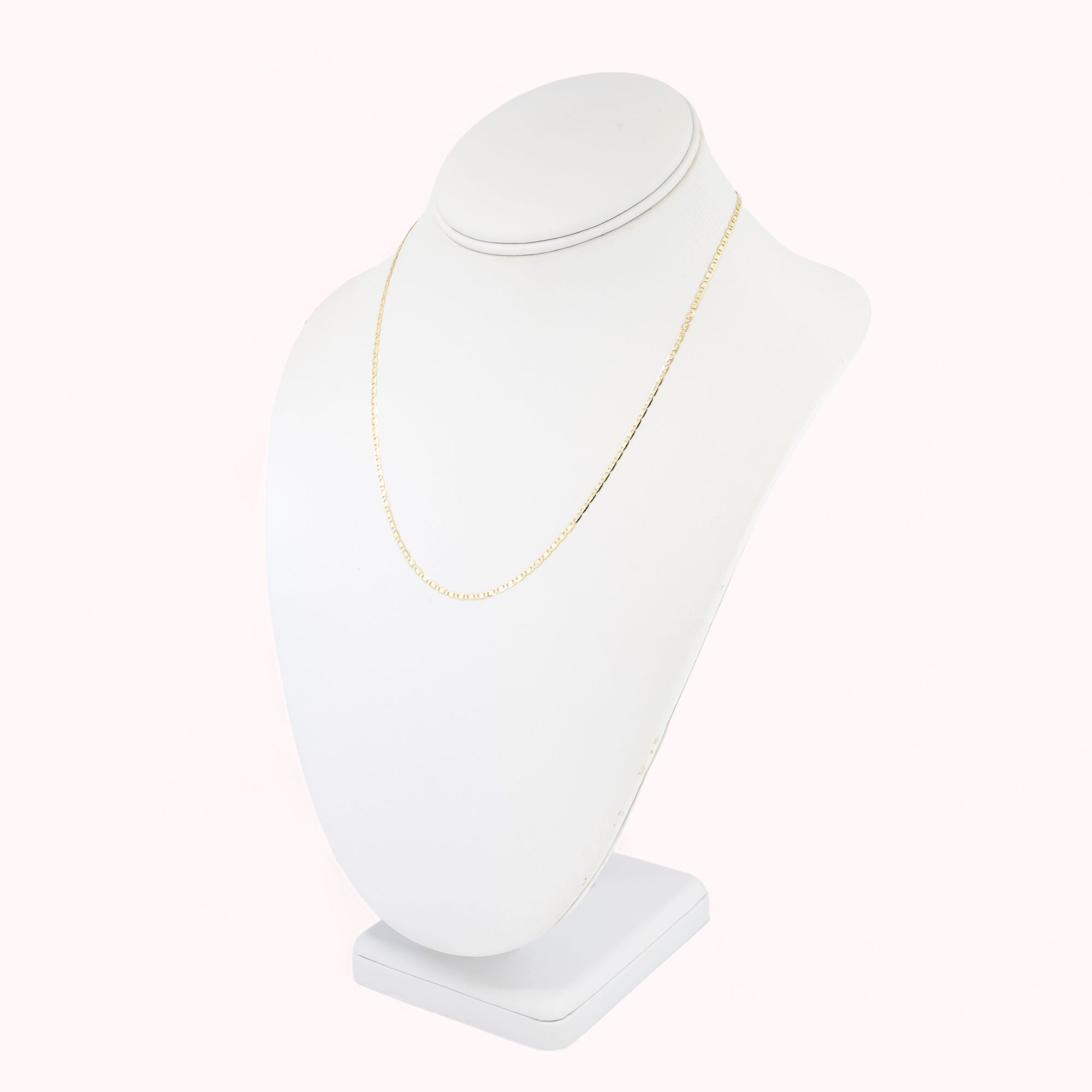 14K Solid Gold Flat Mariner Link Chain 18"