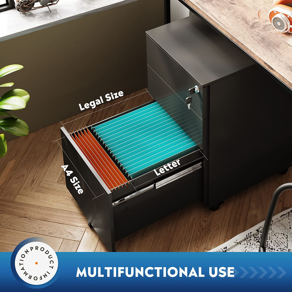 Thumbnail: DEVAISE 3 Drawer Locking File Cabinet, Under Desk Metal Filing Cabinet for Le...