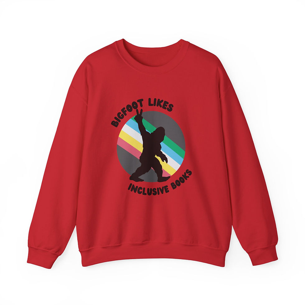 Thumbnail: Bigfoot Likes Inclusive Books Unisex Crewneck Sweatshirt