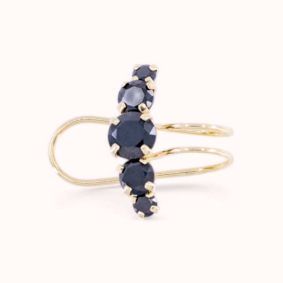 Thumbnail: 14K Solid Gold Stone Ear Cuffs