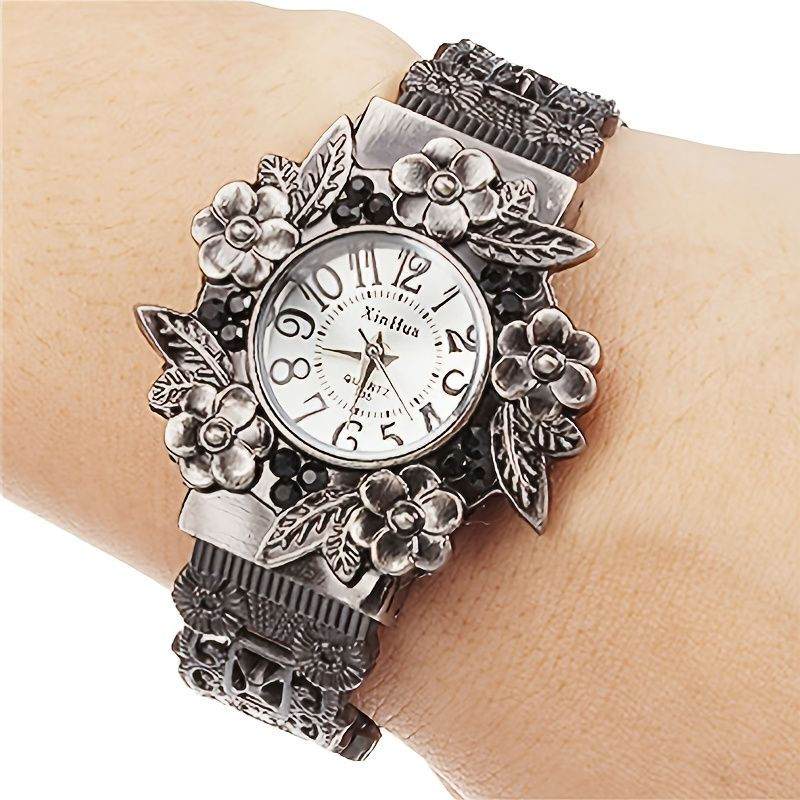 Thumbnail: Vintage Ladies Bracelet Watch Pattern 3D Engraved Skeleton Quartz Watch Fancy Wo