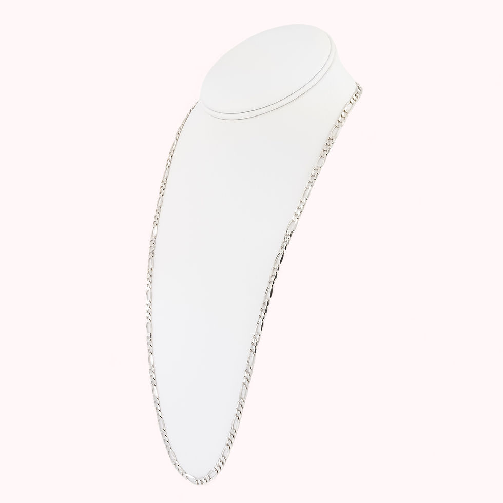 14K White Gold Large Figaro Link Chain 24"