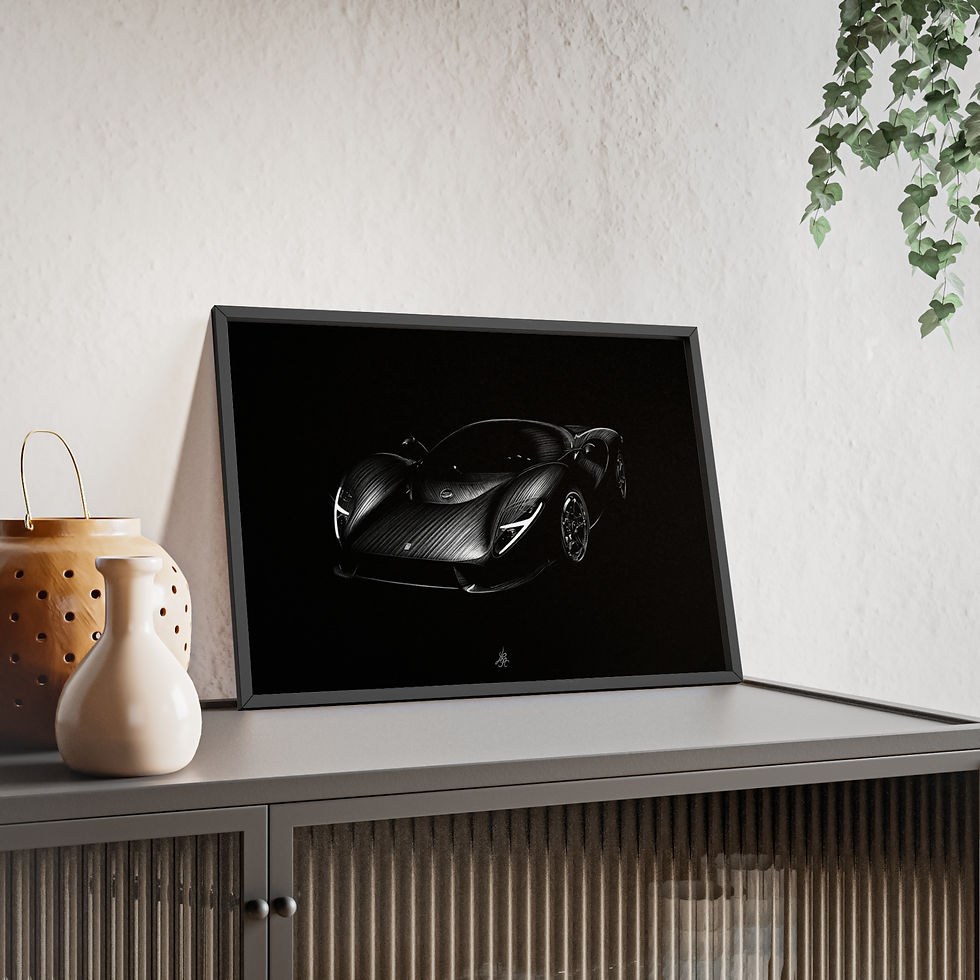 Miniature : Dessin Encadré Detomaso P72, décoration supercar, noir