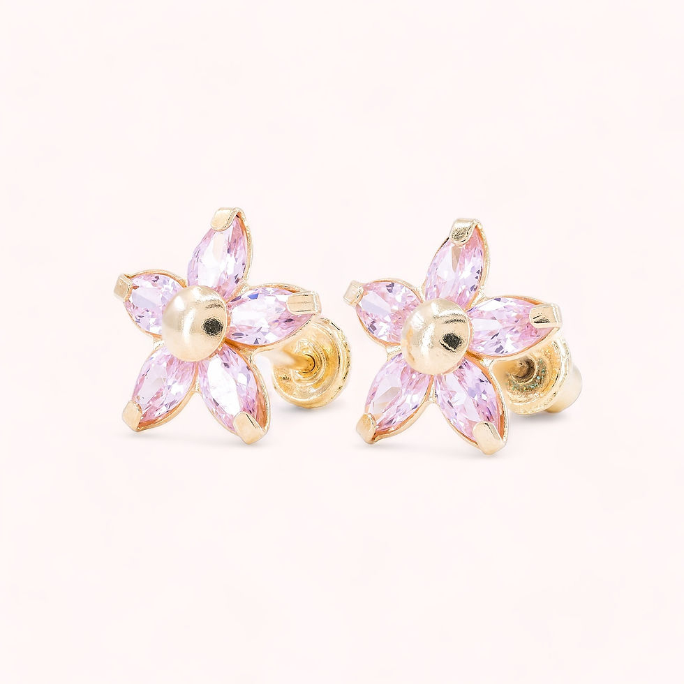 14K Solid Gold Rose Flower Stud Earrings