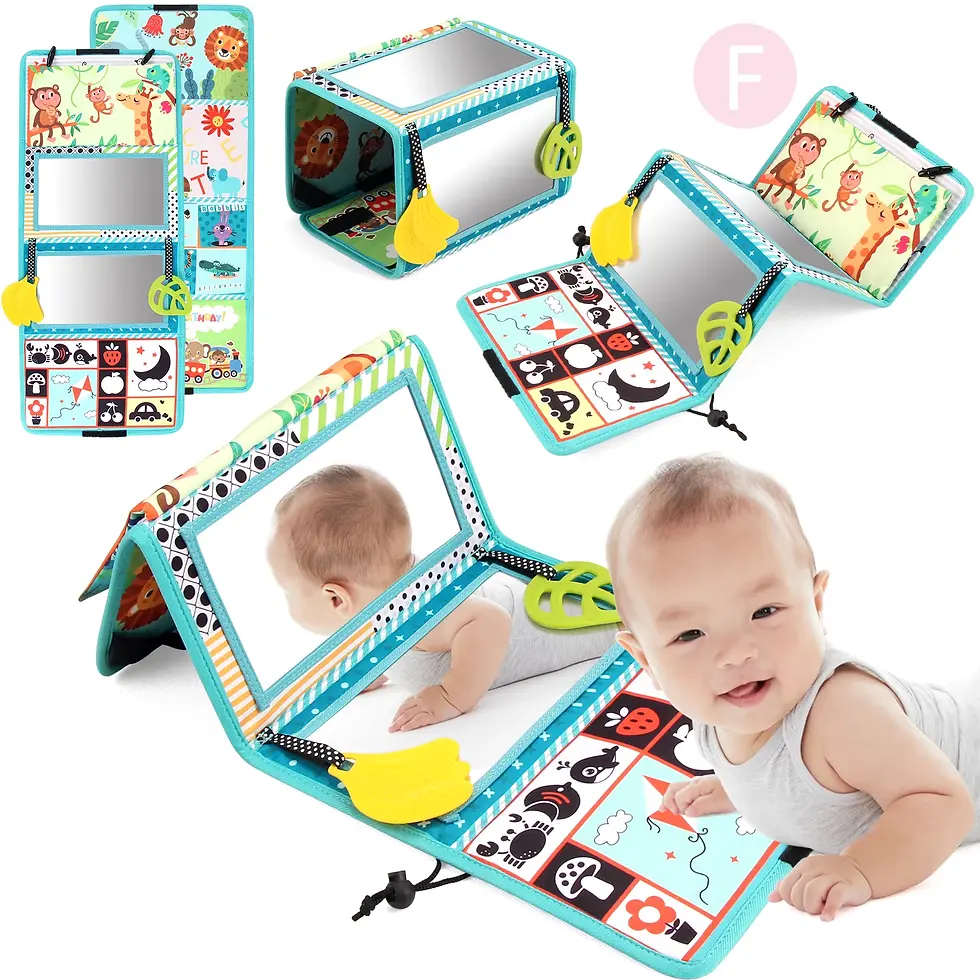 Thumbnail: Baby Cloth Book with Distorting Mirror - Soft Cartoon Montessori Toy for Parent-