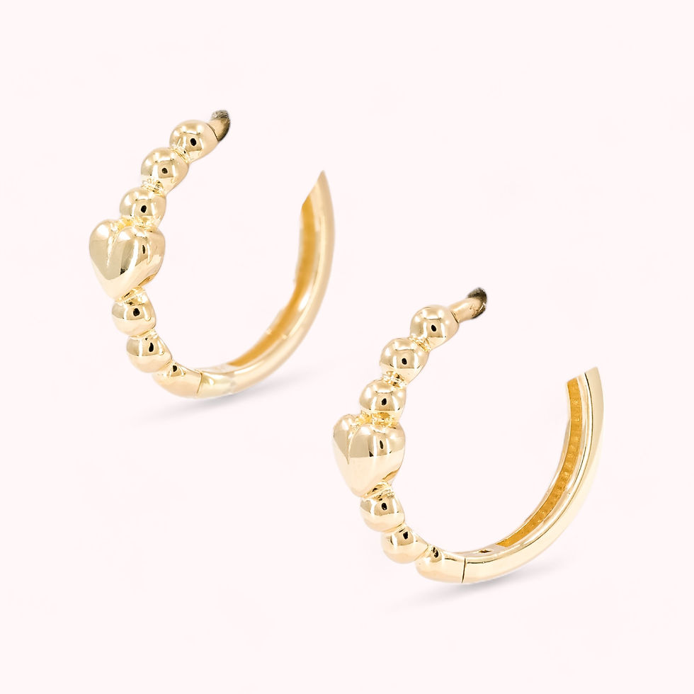 14K Gold Bubble Heart Hugger Earrings