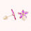 Miniatura: 14K Solid Gold Magenta Flower Stud Earrings