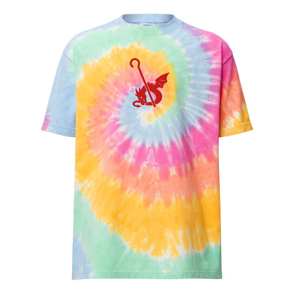 Thumbnail: Tie-dye t-shirt with red graphic design, Journey Under Star - Crew neck sweatshirt