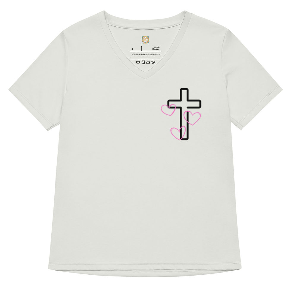 Thumbnail: White tee shirt with cross design on it. 3FoldLoveCo.