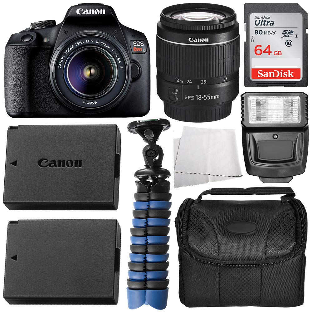 Canon EOS Rebel T7 with Canon EF-S 18-55mm Lens & Essential Accessory Bundle ...