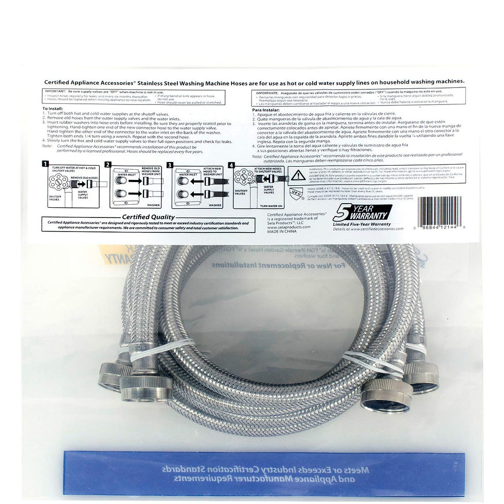 Thumbnail: Certified Appliance Accessories Washing Machine Hoses (2 Pack), Hot and Cold ...