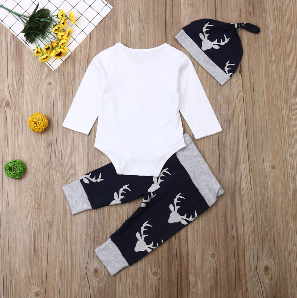 Thumbnail: Winter Christmas 3PCS Newborn Baby Boy Clothes Set Costume Little Man Romper