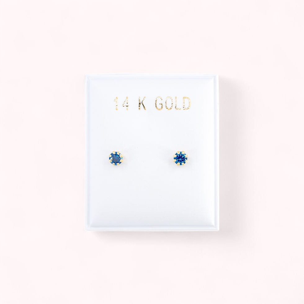 Everyday 3mm Blue CZ Solitaire Earrings in 14K Gold – GE0490