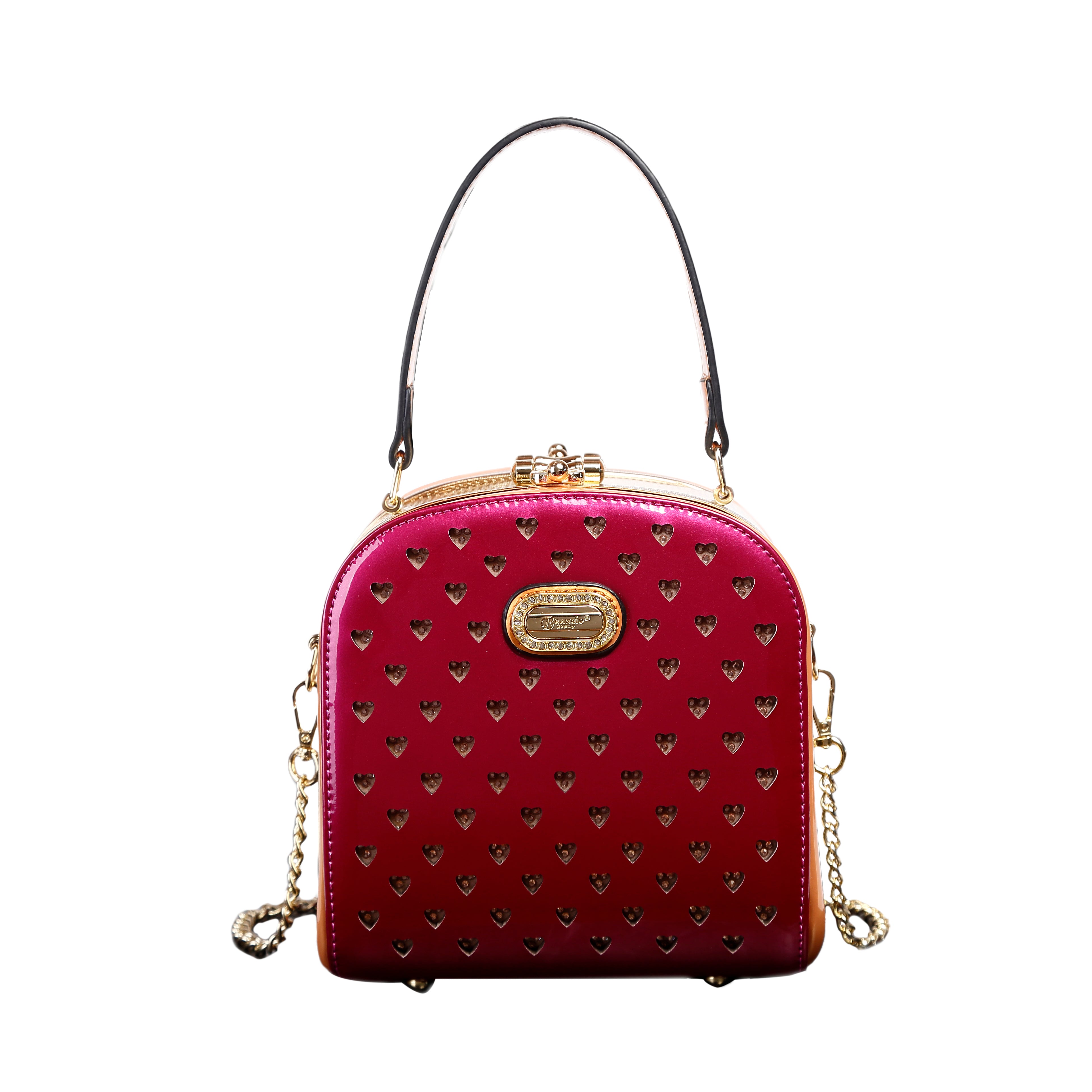 Brangio Italy Elegant Heart-Embellished Starz Art Retro Unique Top Handle Bag