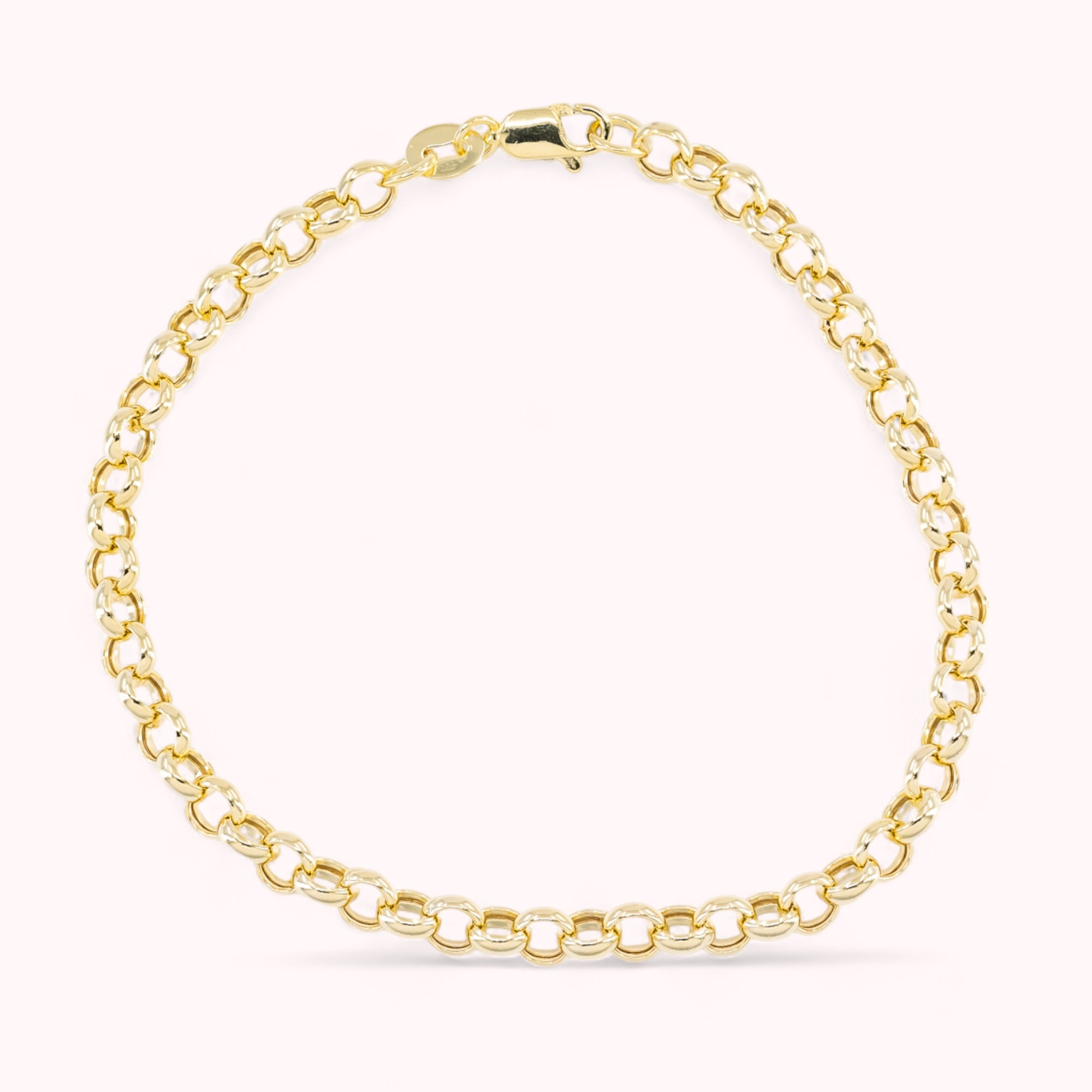 14K Gold Rolo Link Bracelet 8”