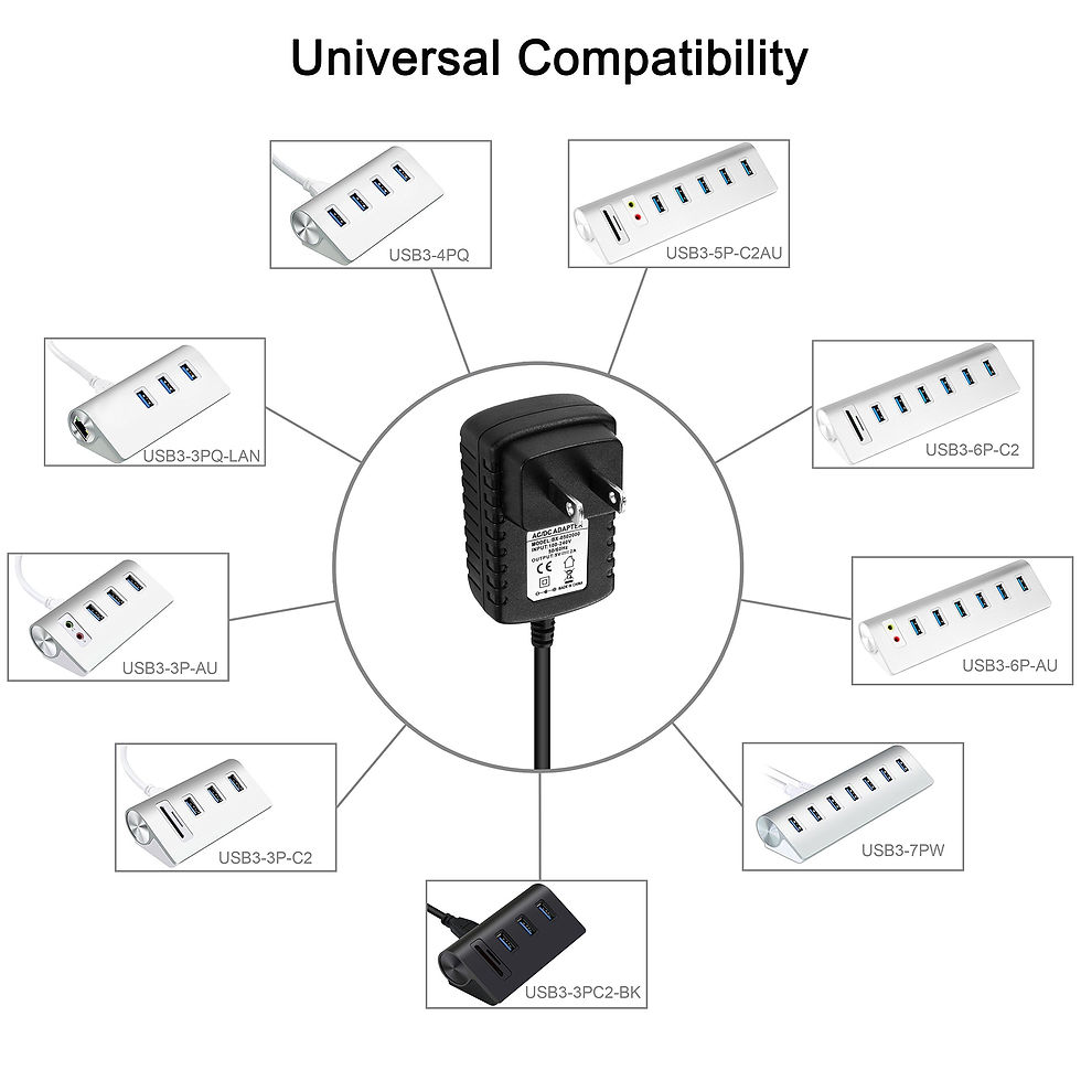 Thumbnail: Cateck DC 5V 2A/2000mah Charger 3.5mm AC Power Adapter Wall Charger, Black (U...
