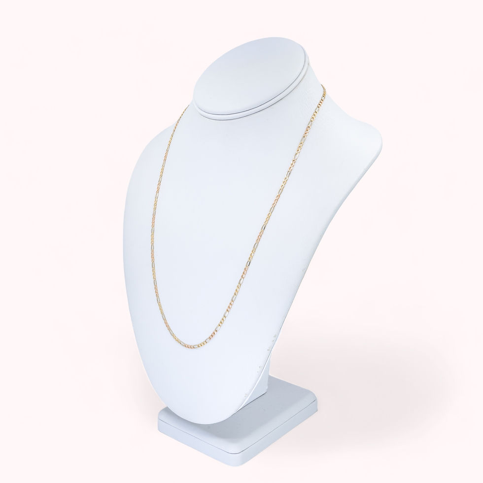 14K Tricolor Gold Figaro Link Chain 22"