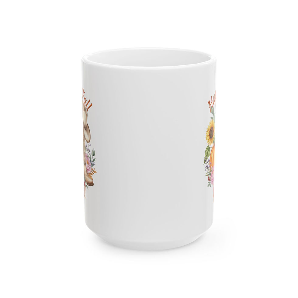 Thumbnail: Autumn Floral Ceramic Mug, Fall Coffee Cup, Pumpkin Mug, Seasonal Drinkware