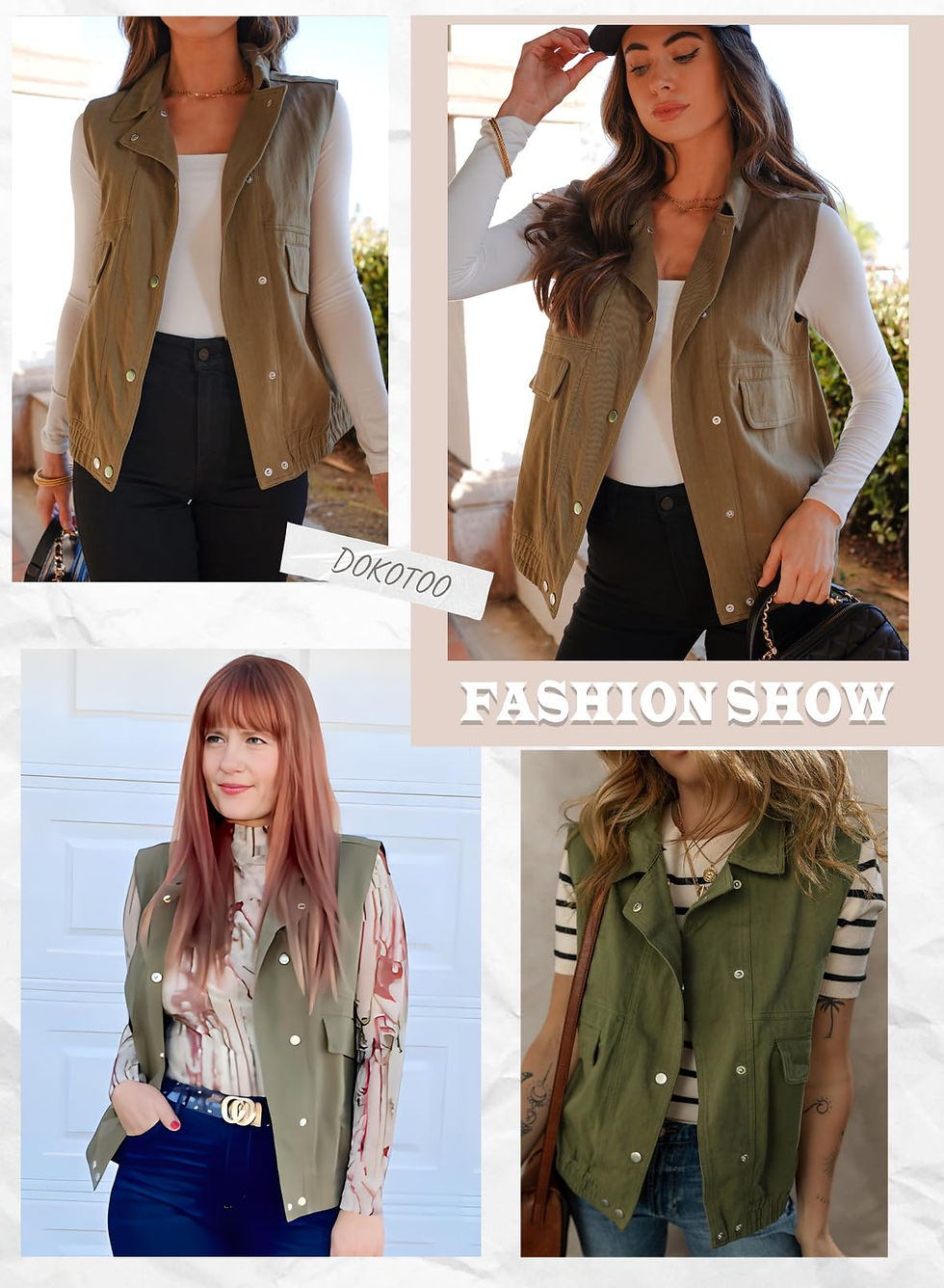 Thumbnail: Dokotoo Fall Outfits for Women 2025 Trendy Casual Lapel Collar Buttons Elasti...