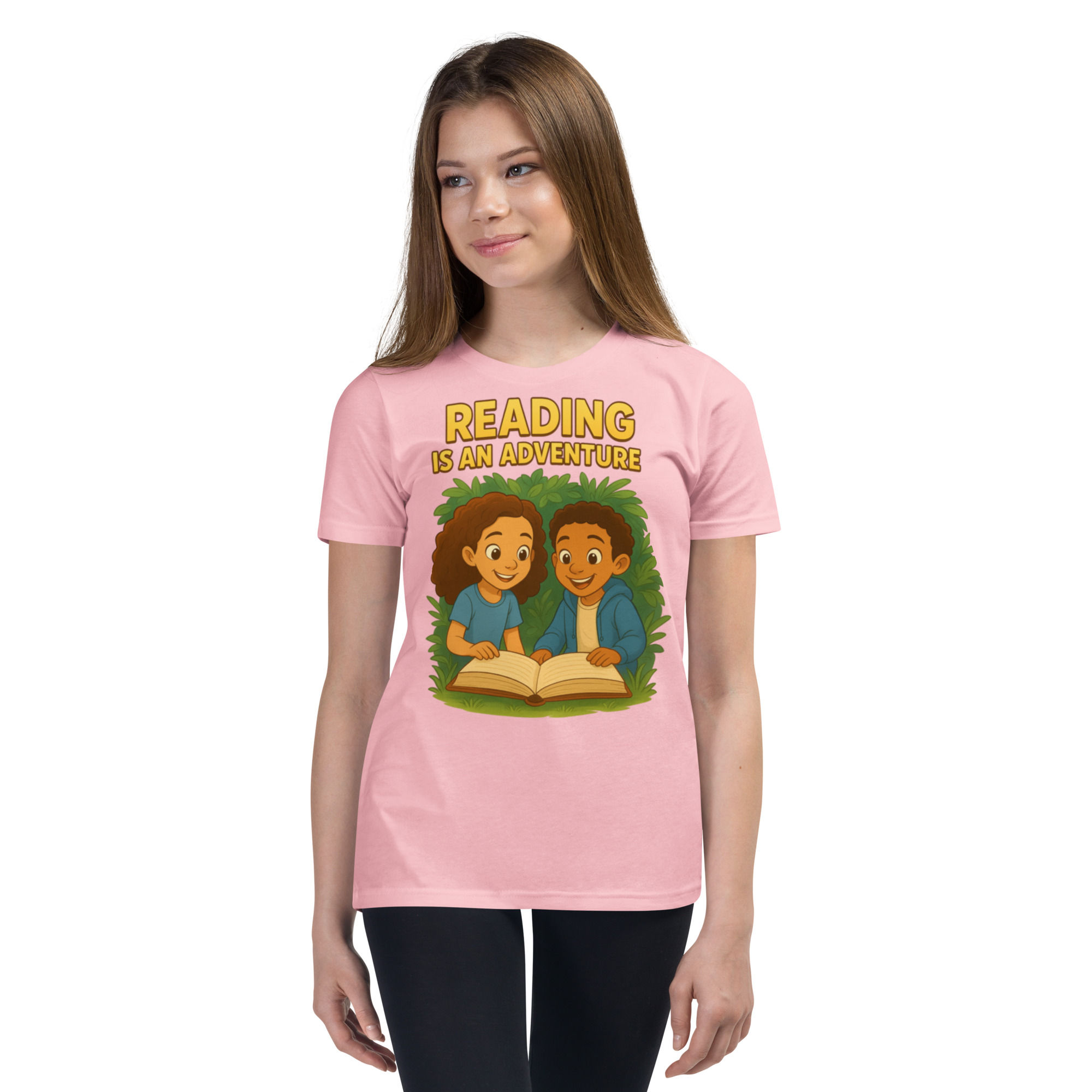 reading is an adventure tshirt in pink