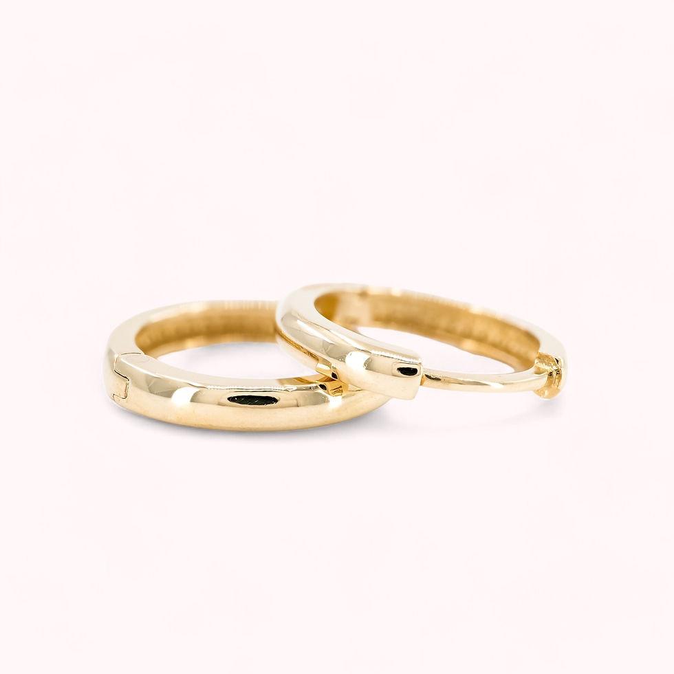 Thumbnail: 14K Gold Small Round Hugger Earrings