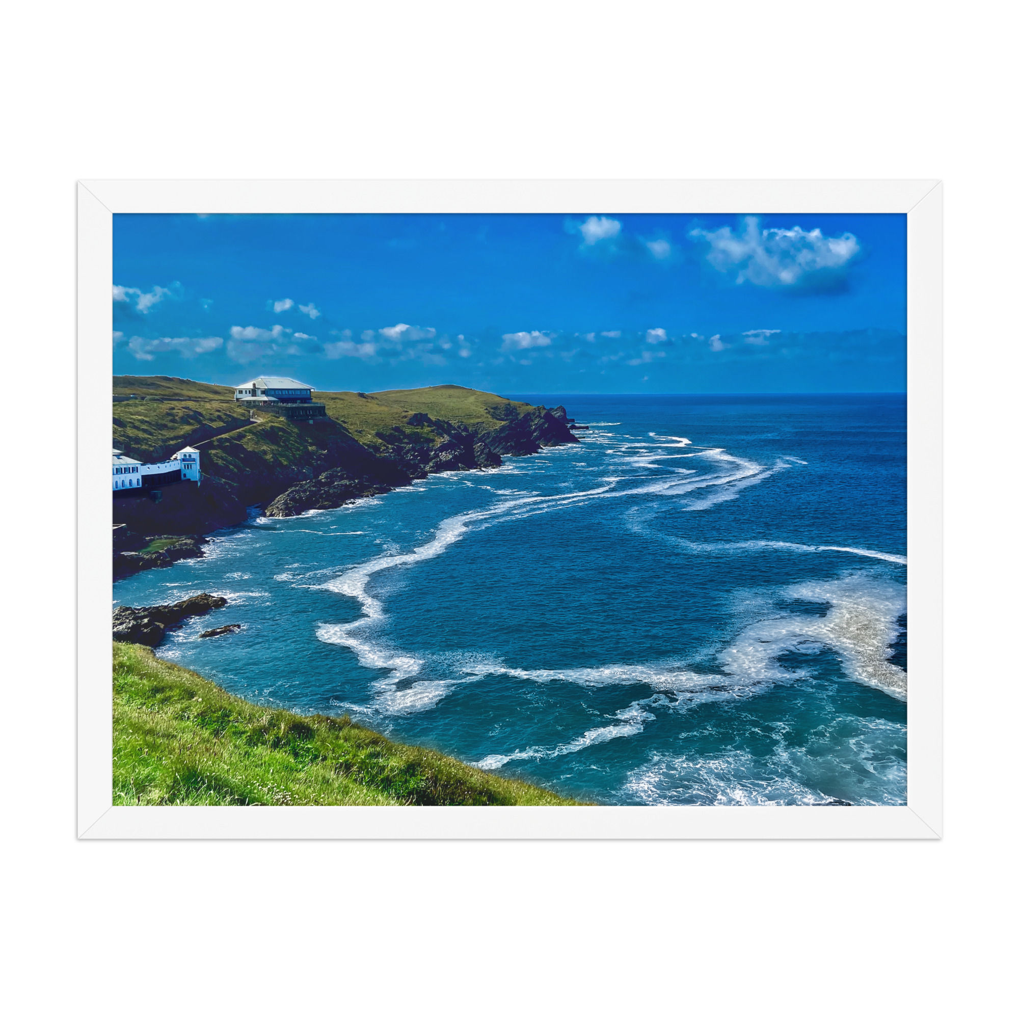 Newquay Cliff Scape Framed Print
