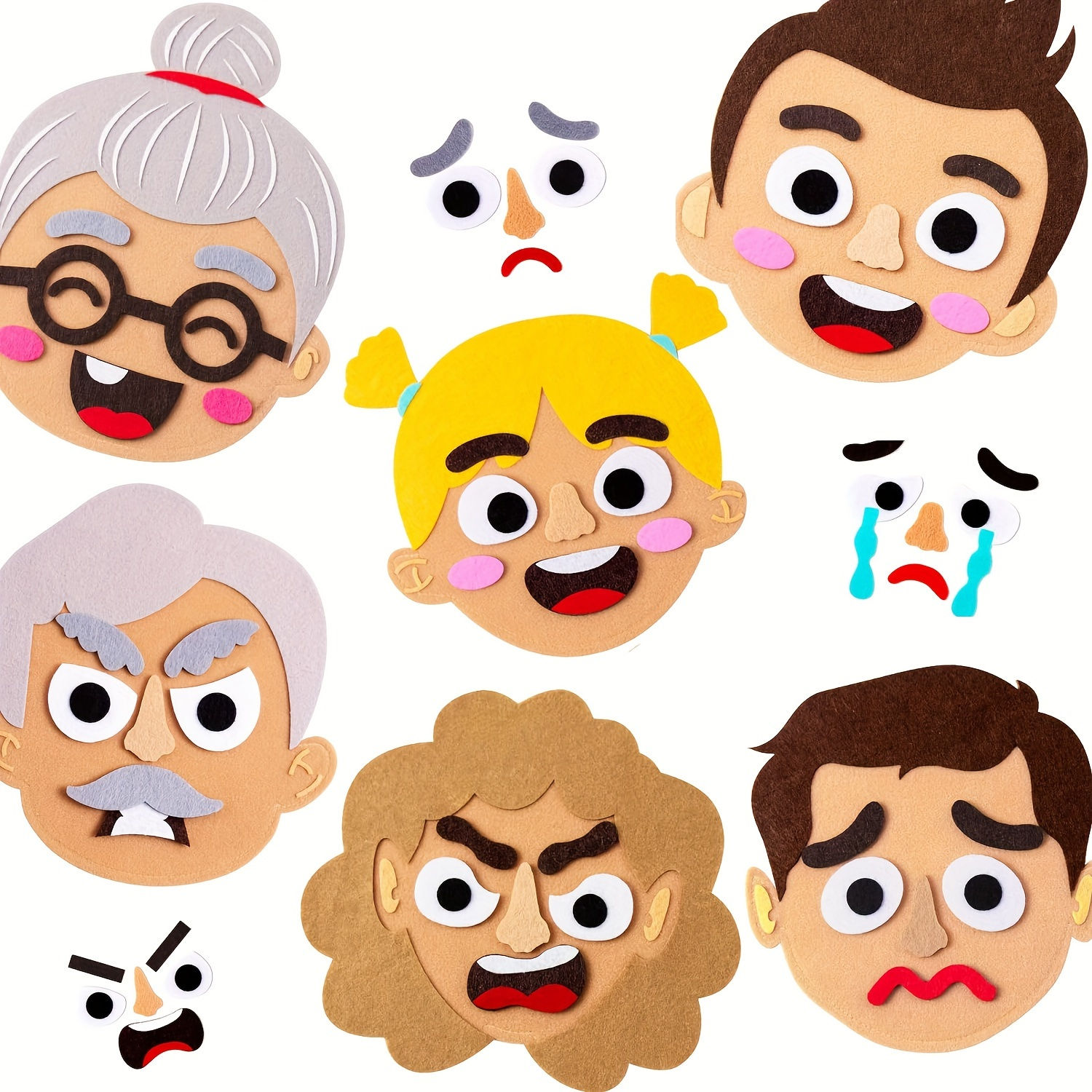 116pcs Kids Emotional Learning Game Set - Family Member Facial Expressions Senso
