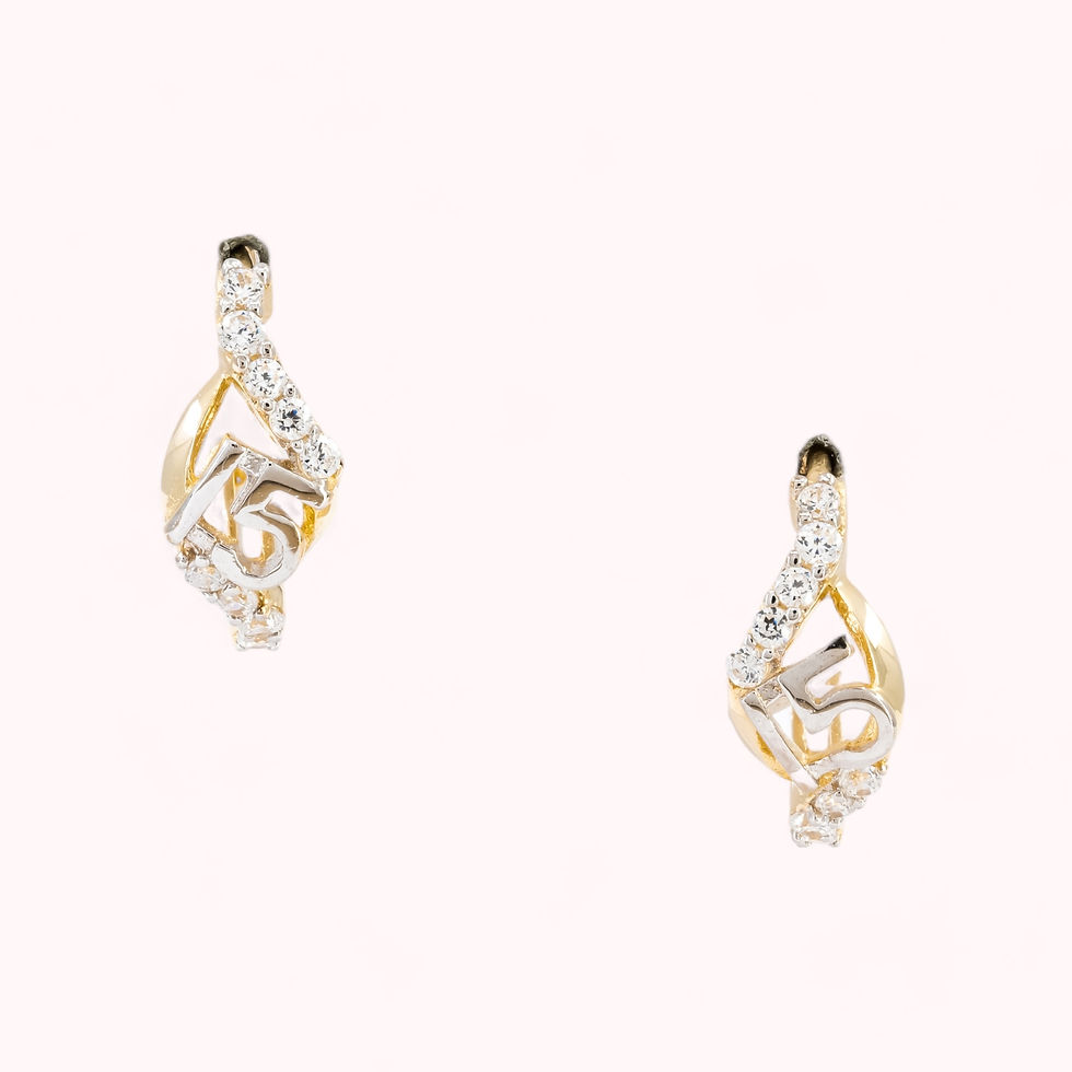 Thumbnail: 14K Gold 15 With Heart Hugger Earrings