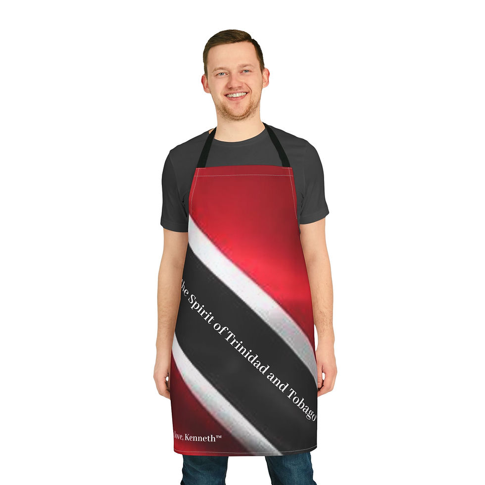Thumbnail: Kitchen apron featuring the Trinidad and Tobago flag design with vibrant red, black, and white colors and multi-color adjusta