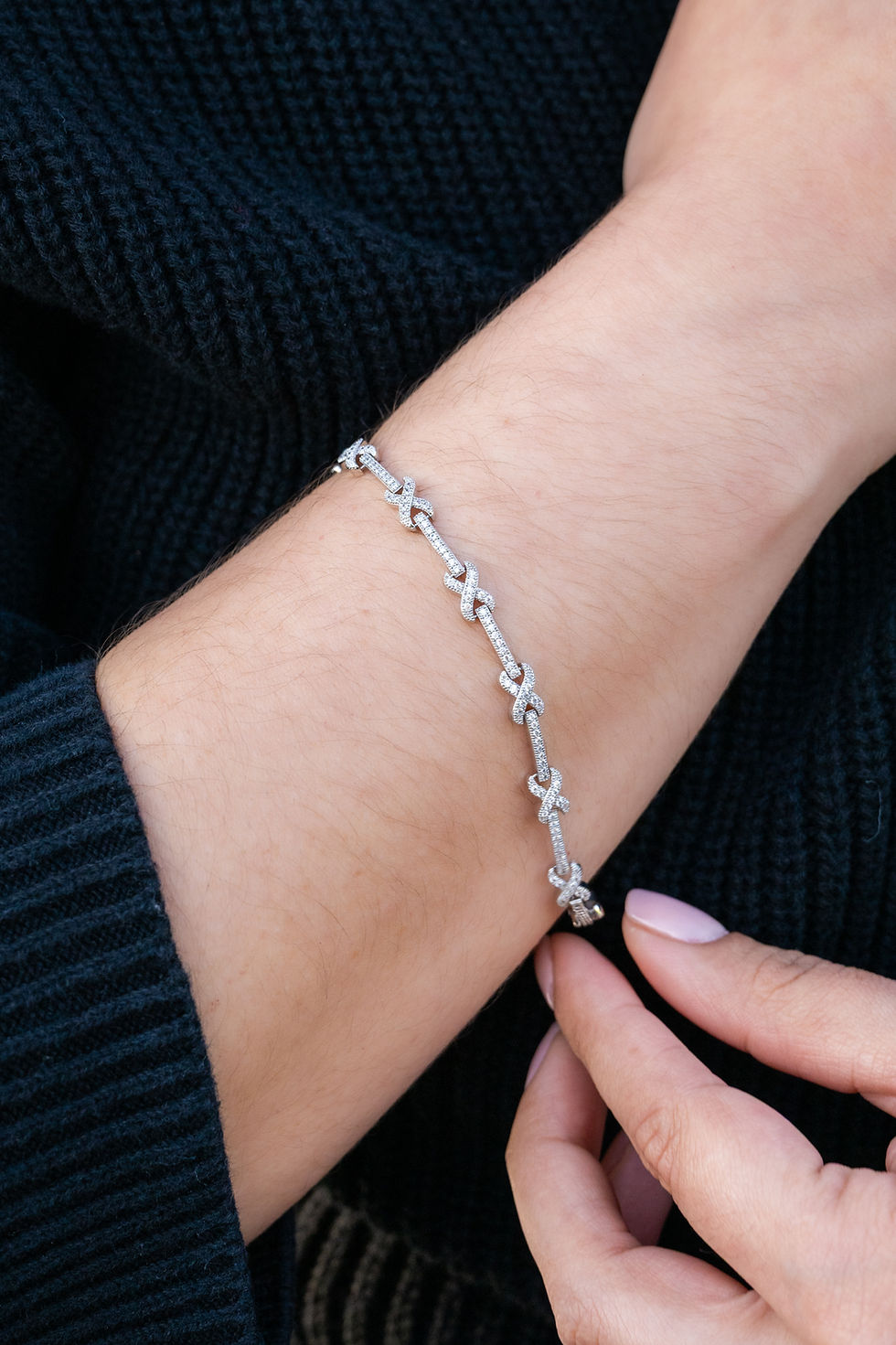 925 Silver Pavé X-Link Bracelet