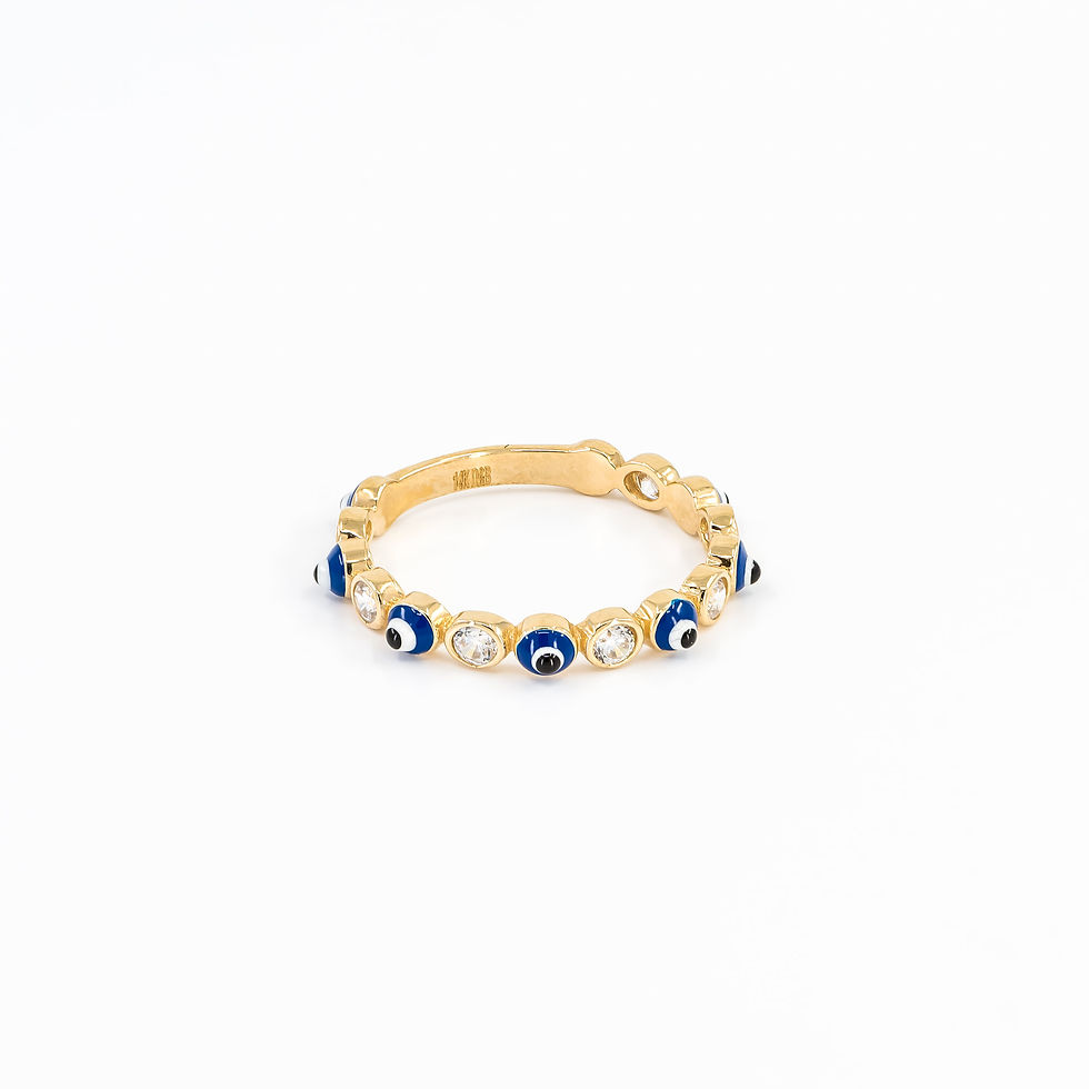 14K Gold Ring With Dark Blue Eyes