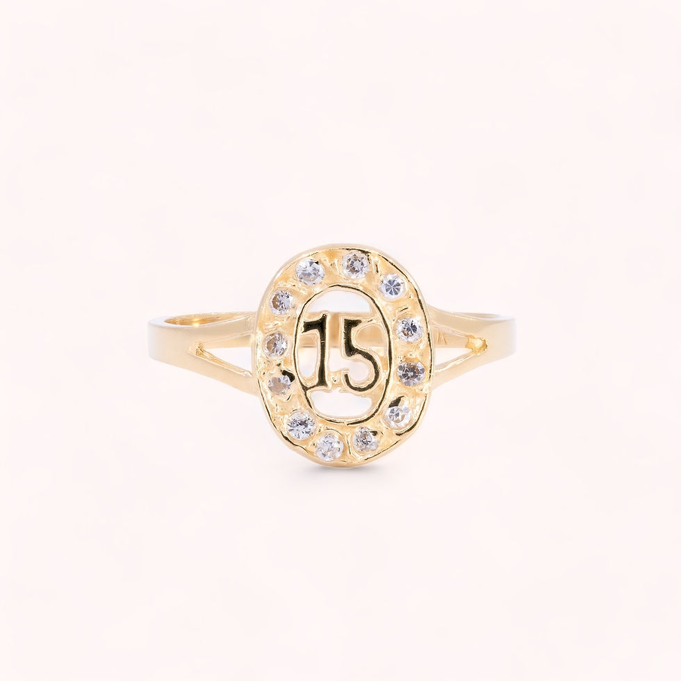 14K Solid Gold Oval 15 Ring