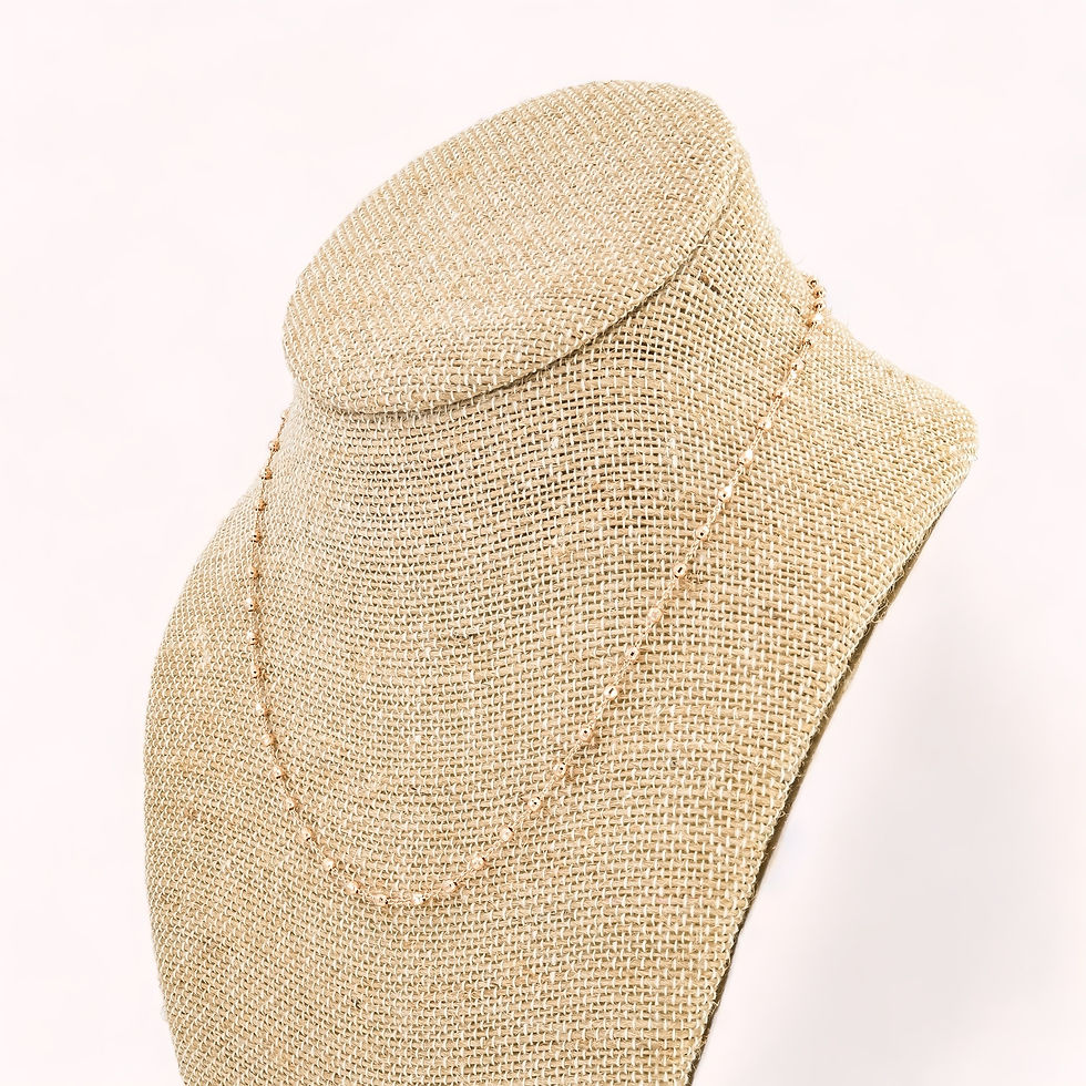 14K Solid Rose Gold Light Bead Station Chocker