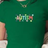 Thumbnail: Autism puzzle piece design women's fashion short t-shirt