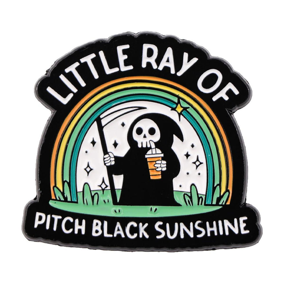 Thumbnail: 1pc DMLSKY Little Ray Of Pitch Black Sunshine Enamel Pin, Cartoon Pattern Zinc A