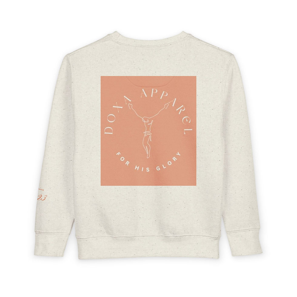Cream sweatshirt with Doxa Apparel logo