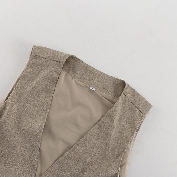 Thumbnail: 2025 Khaki Cotton Camisole Bra Vest Top And Long Skirt Summer Three Piece Set Wo
