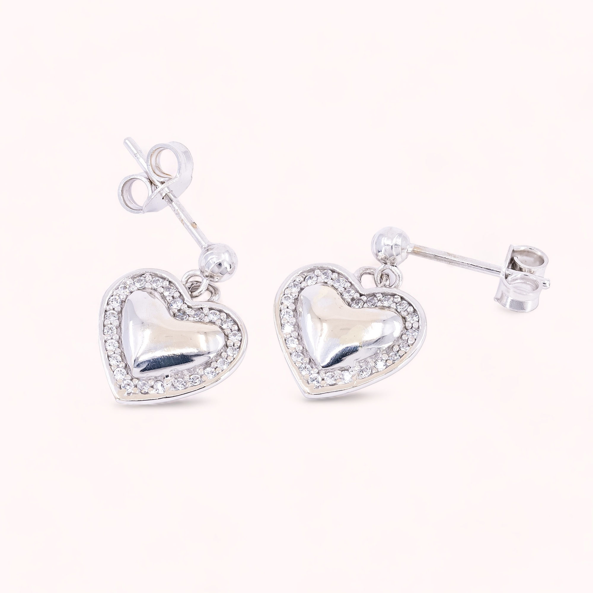 Eternal Love White Gold Heart Studs