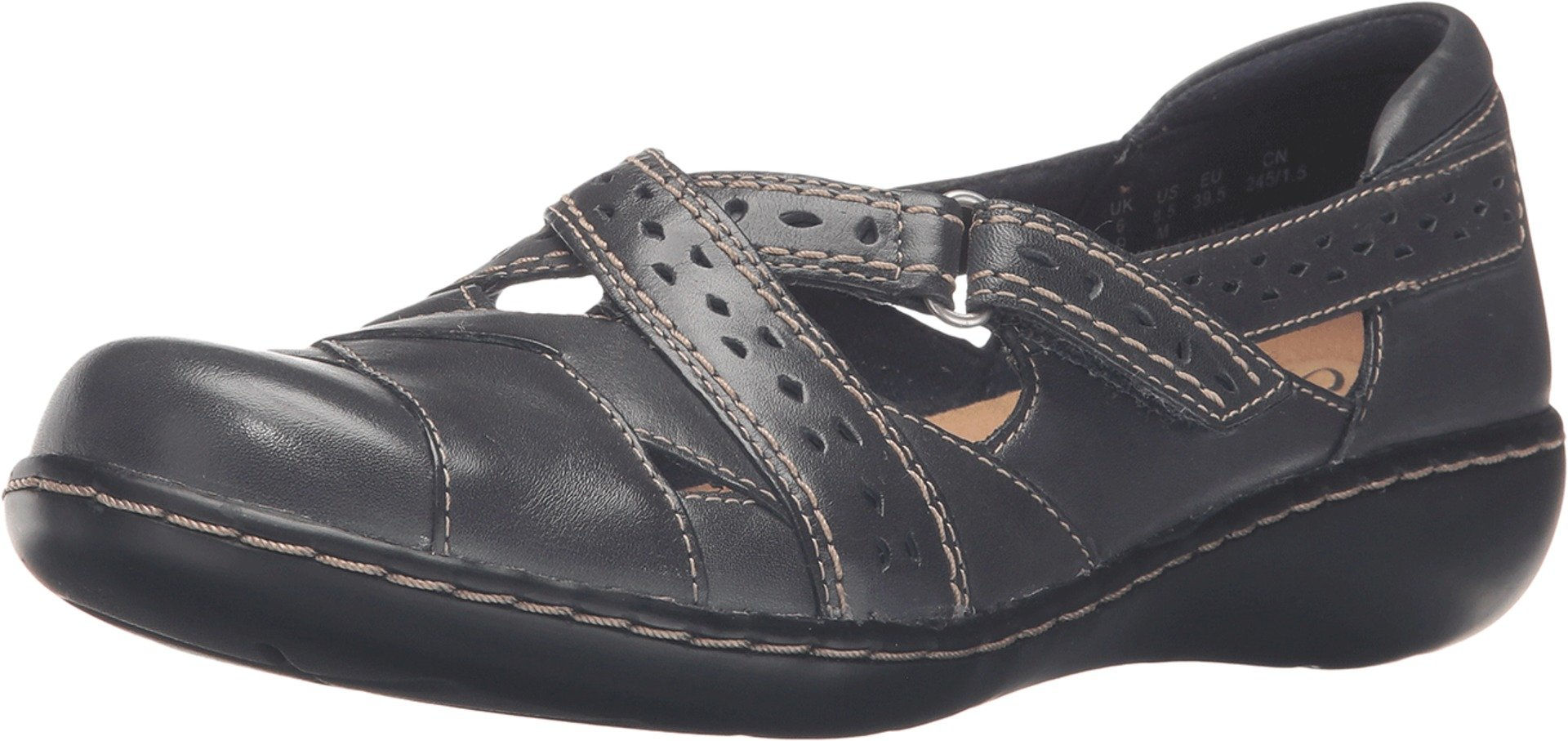 Clarks Women's Ashland Spin Q Slip-on Loafer, Navy, 9 W US