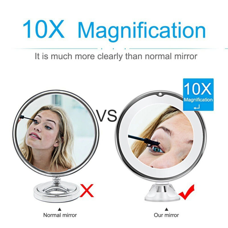 Thumbnail: LED Makeup Mirror with Fill Light 10X Magnification Three-color Upgraded USB Plu