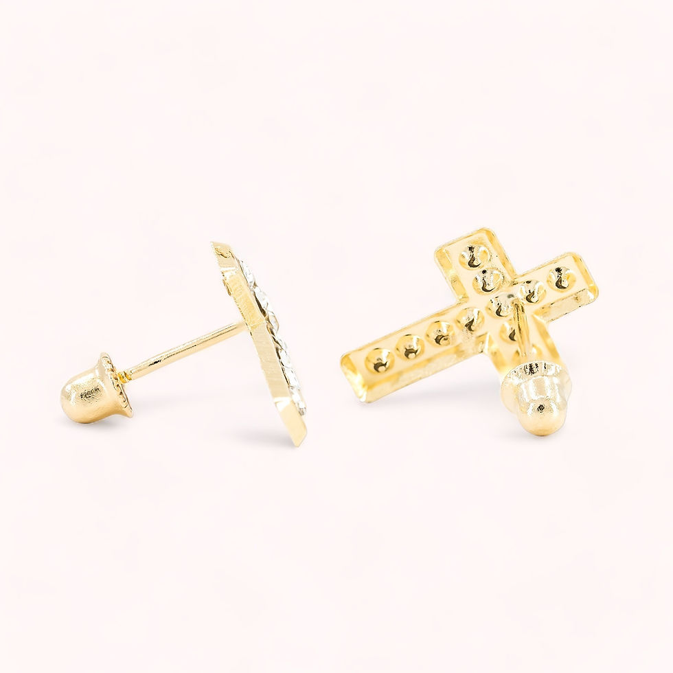 Thumbnail: 14K Solid Gold Cross Stud Earrings